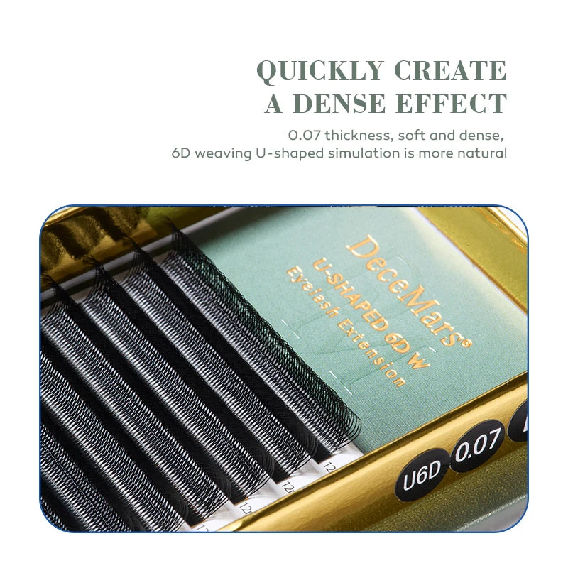 DeceMars U-Shaped 6D Eyelash Extensions | Salon Quality Synthetic Lashes detail view