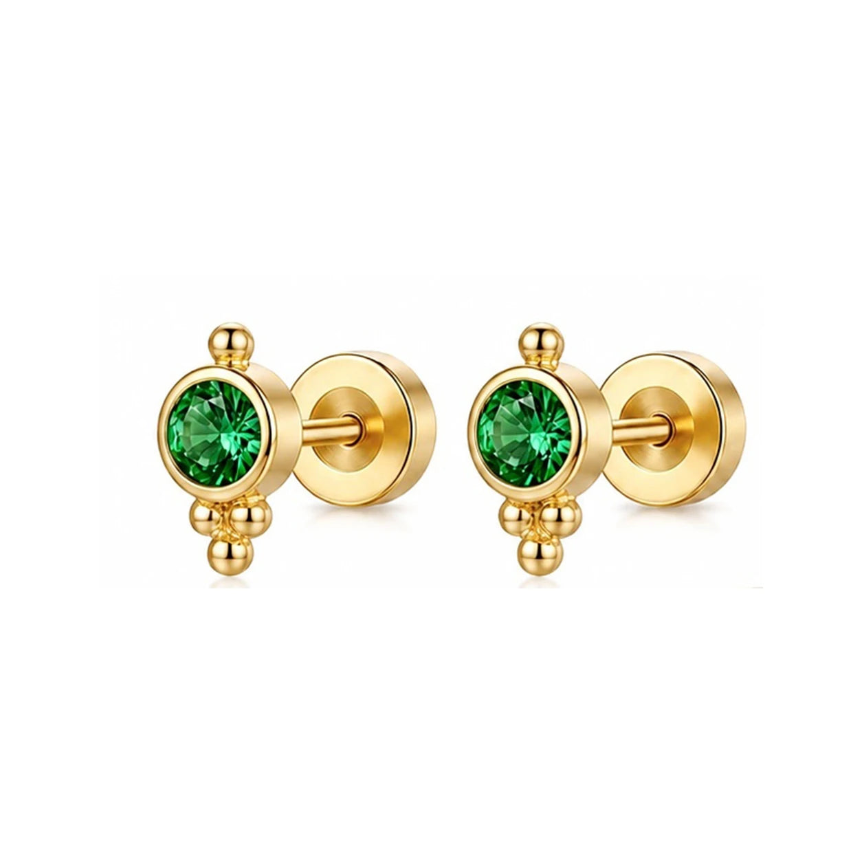 EVISPOL 18G Stainless Steel Flat Back Stud Earrings for Women Men Hypoallergenic Gree alternate view