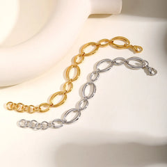 Elliptical Chain Bracelet for Women | Handmade Stainless Steel Jewelry close-up view