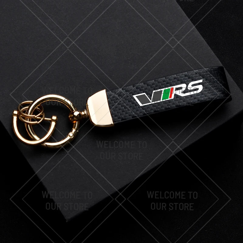 Skoda VRS Carbon Fiber Keychain | Car Emblem Key Ring for Citigo Kodiaq Yeti Rapid Fa lifestyle view