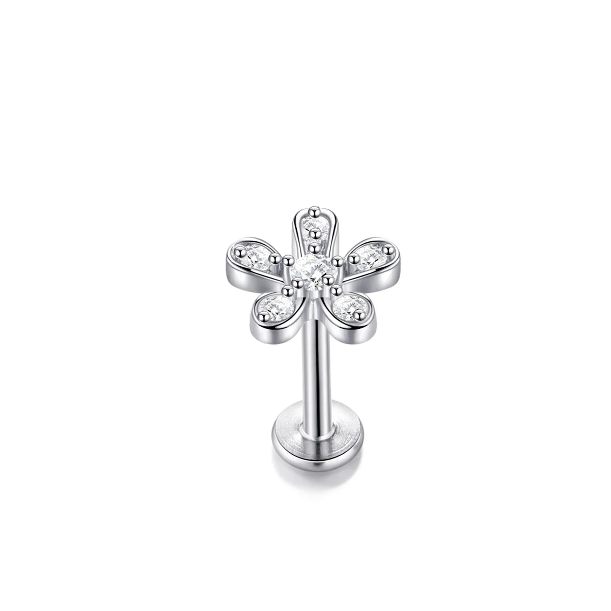 1/5Pcs 316L Stainless Steel Delicate Flower Tragus Cartilage Stud Earring,Internally lifestyle view