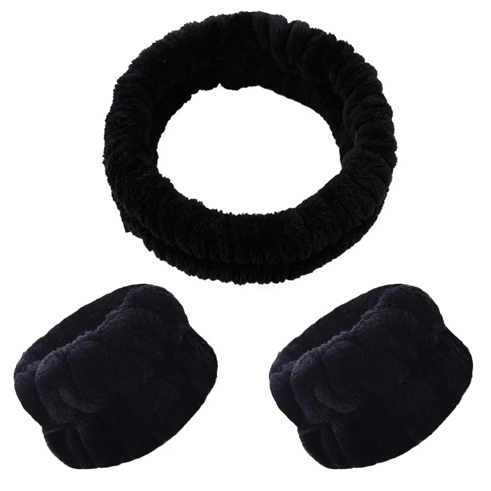 Soft Coral Fleece Headband Women Makeup Wash Face Spa Elastic Hair Band Fashion Female close-up view