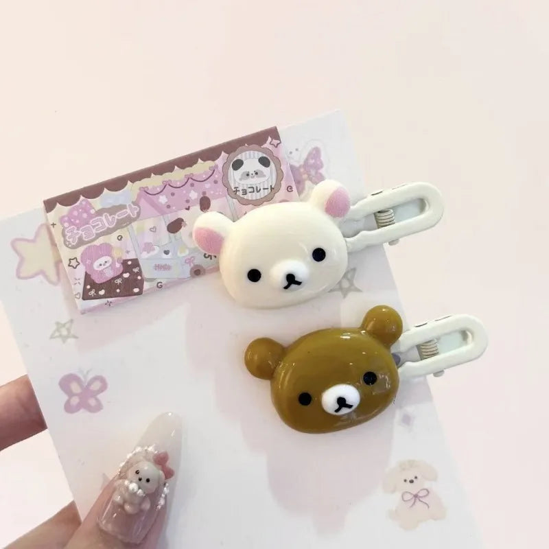2pcs Cute Bear Hair Clips Plastic Hairpins with Duck Beak Design for Little Girls Wom alternate view