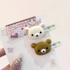 2pcs Cute Bear Hair Clips Plastic Hairpins with Duck Beak Design for Little Girls Wom alternate view
