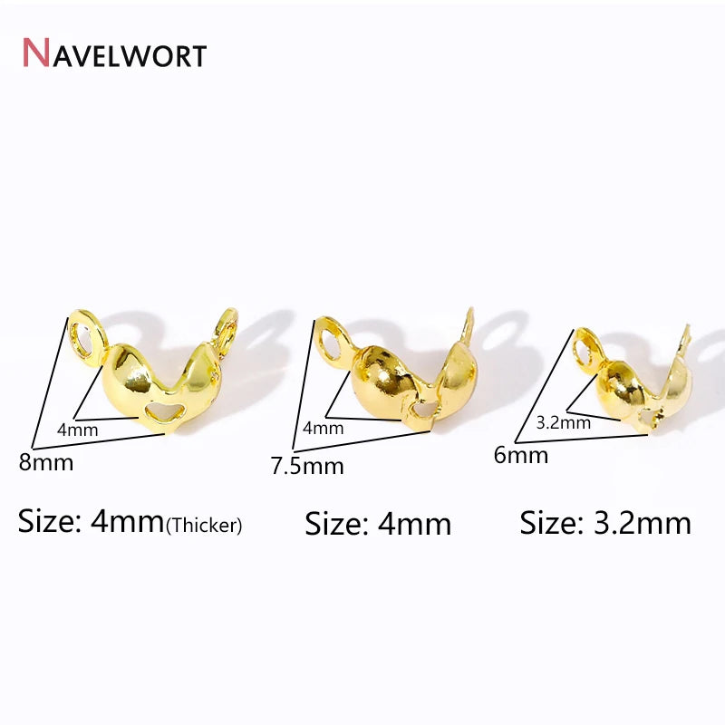 18K Gold Plated Double-Cup Bead Tips | Jewelry Findings for DIY Necklaces and Bracele alternate view