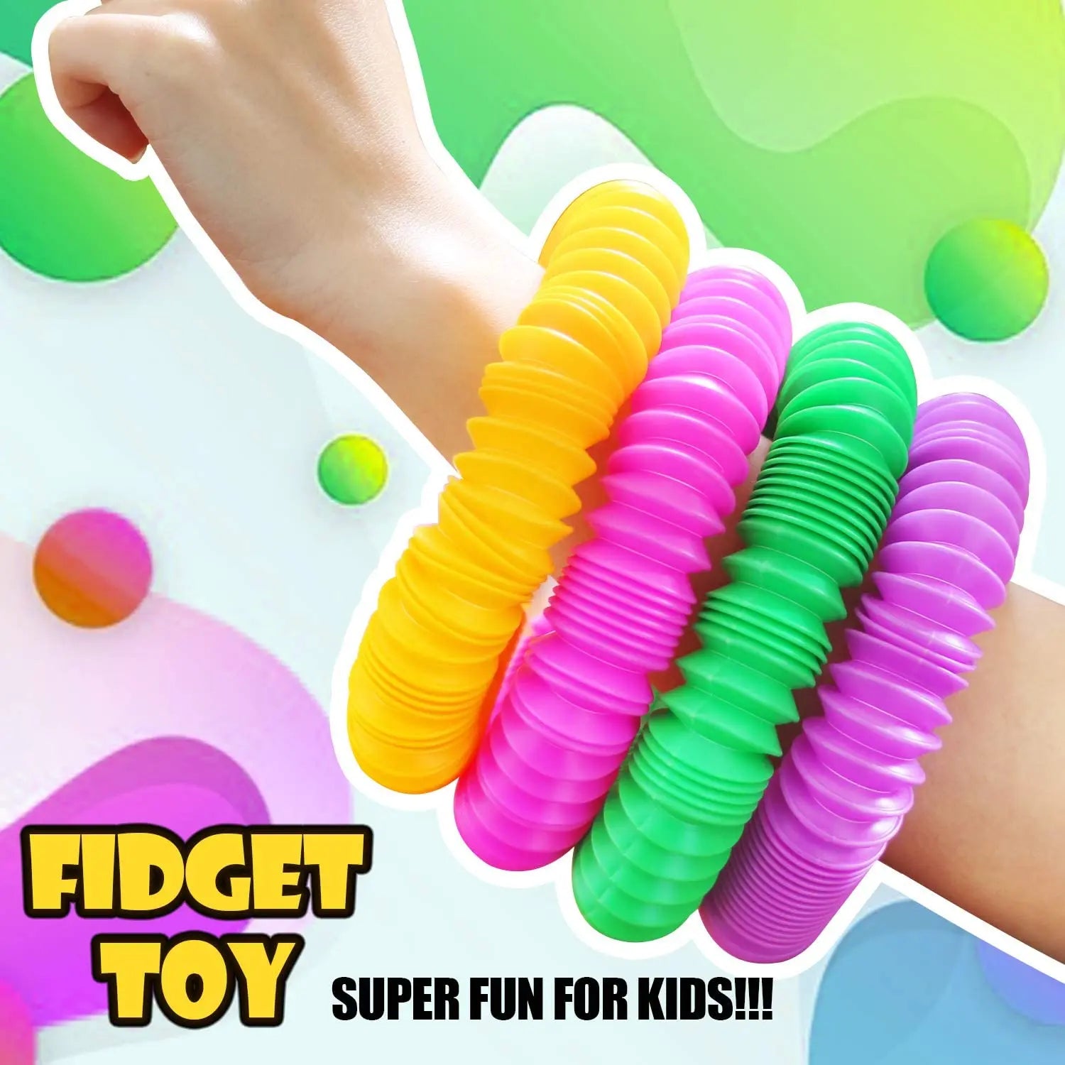 4 Pack Pop Tube Sensory Fidget Toy 4pcs Random Colorful Heavy-Duty for Construction E lifestyle view