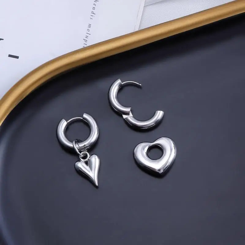 Fashion Heart Pendant Ear Buckle Fashionable Irregular Crystal Tassel Earrings Swee additional angle