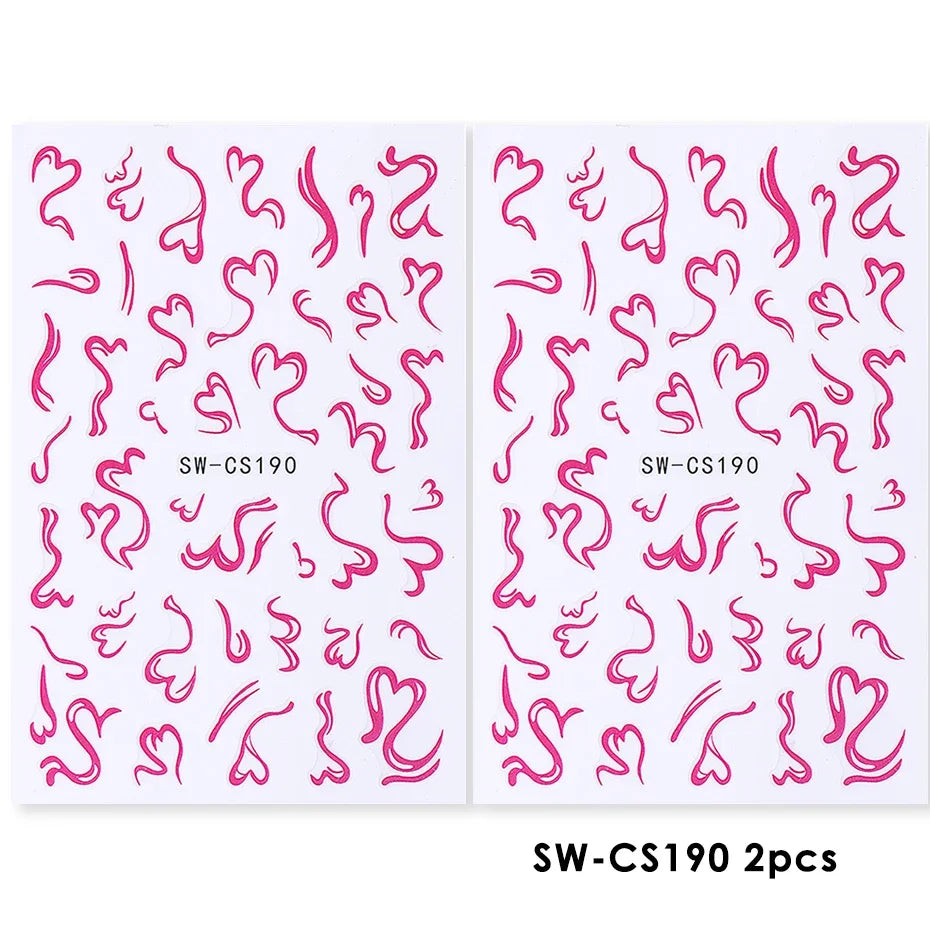 2pcs Sweet Element Nail Art Stickers Simple Flower Heart Cherry Strawberry Kawaii Dec lifestyle view