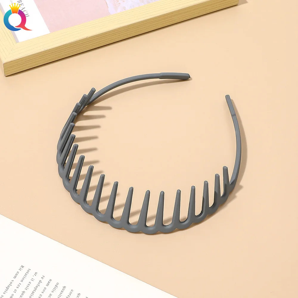Korean Simple Headwear Hair Hoop Bezel with Teeth Headband Women Girl Solid Color Resi close-up view