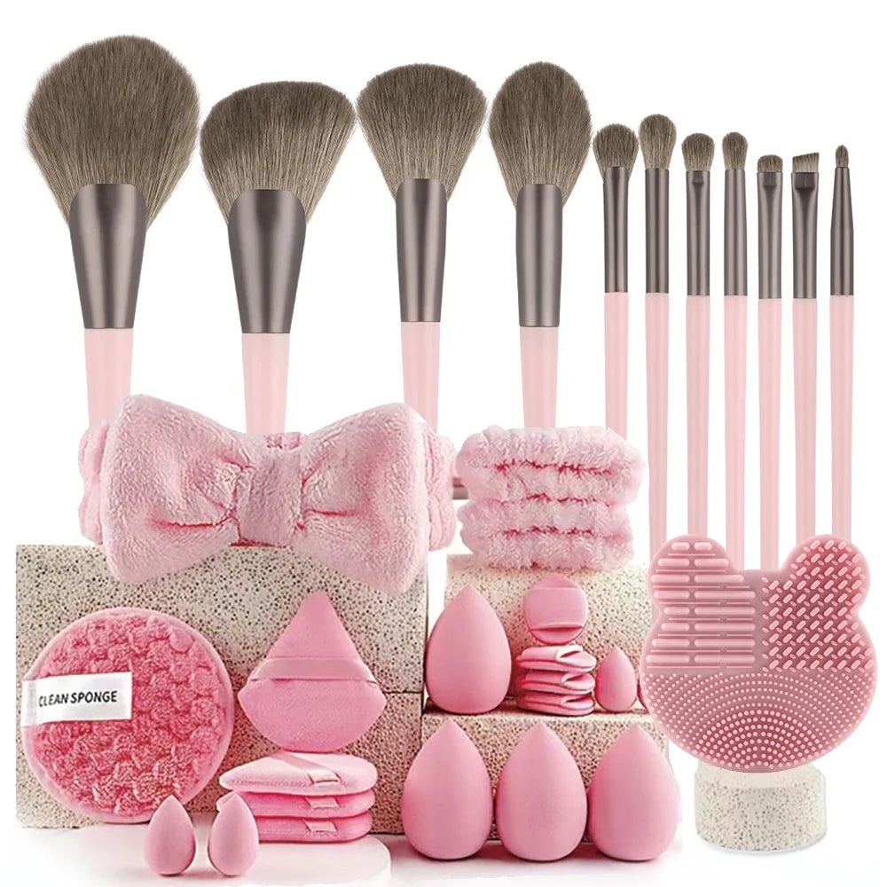 33pcs beauty set makeup kit large and small beauty sponges for flawless makeup applica close-up view