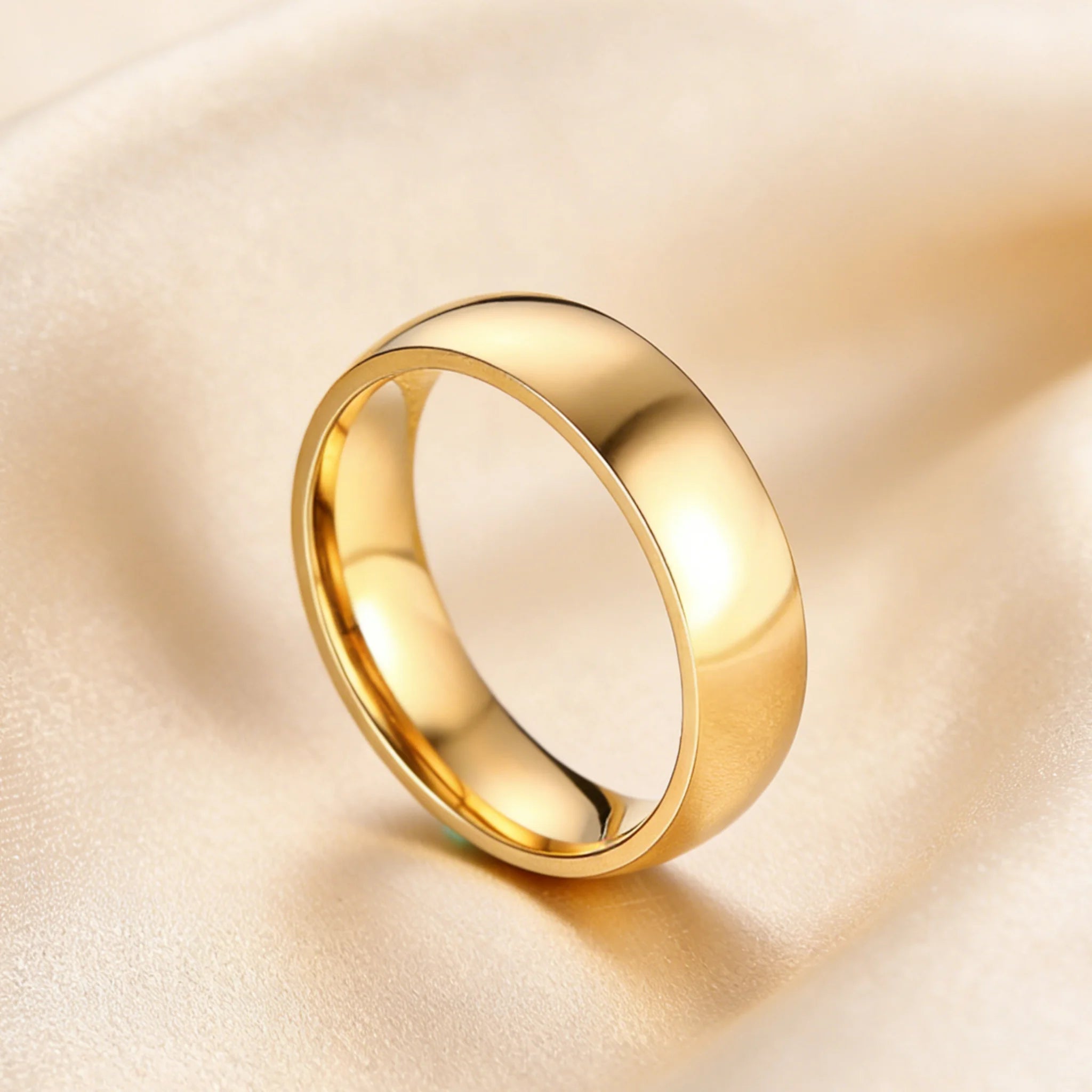 Gold Plated Stainless Steel Wedding Band | Unisex Engagement Ring US Sizes 4-15