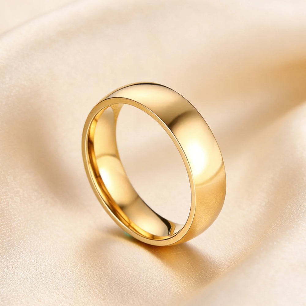 Gold Plated Stainless Steel Wedding Band | Unisex Engagement Ring US Sizes 4-15