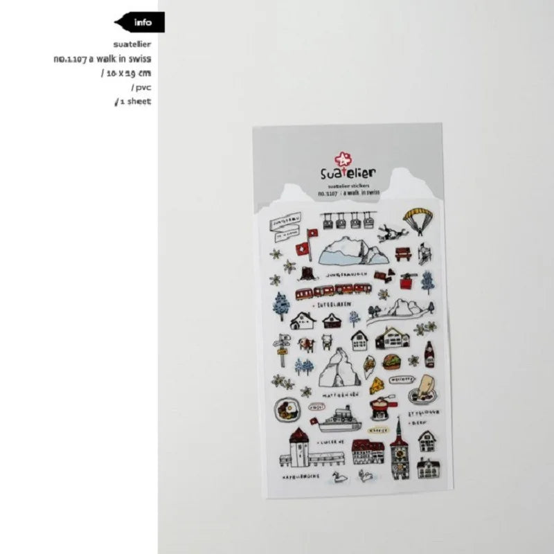 Korean Import Suatelier Walk In Swiss Sonia Decorative Washi Stickers | Scrapbookin additional angle