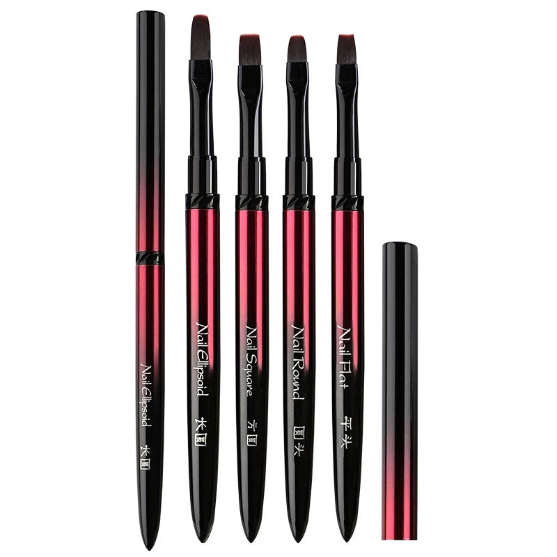 Nail Art Brush Metal Handle Phototherapy Acrylic UV Gel Brush Nails Extension Build additional angle