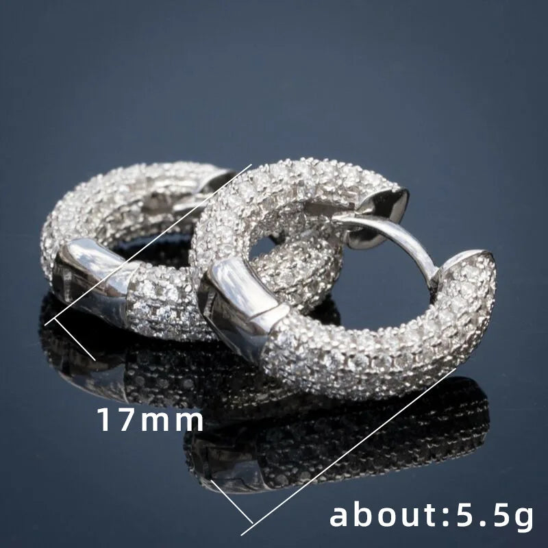 Shiny White Zircon Hoop Earrings | Simple Daily Wear for Women and Men lifestyle view