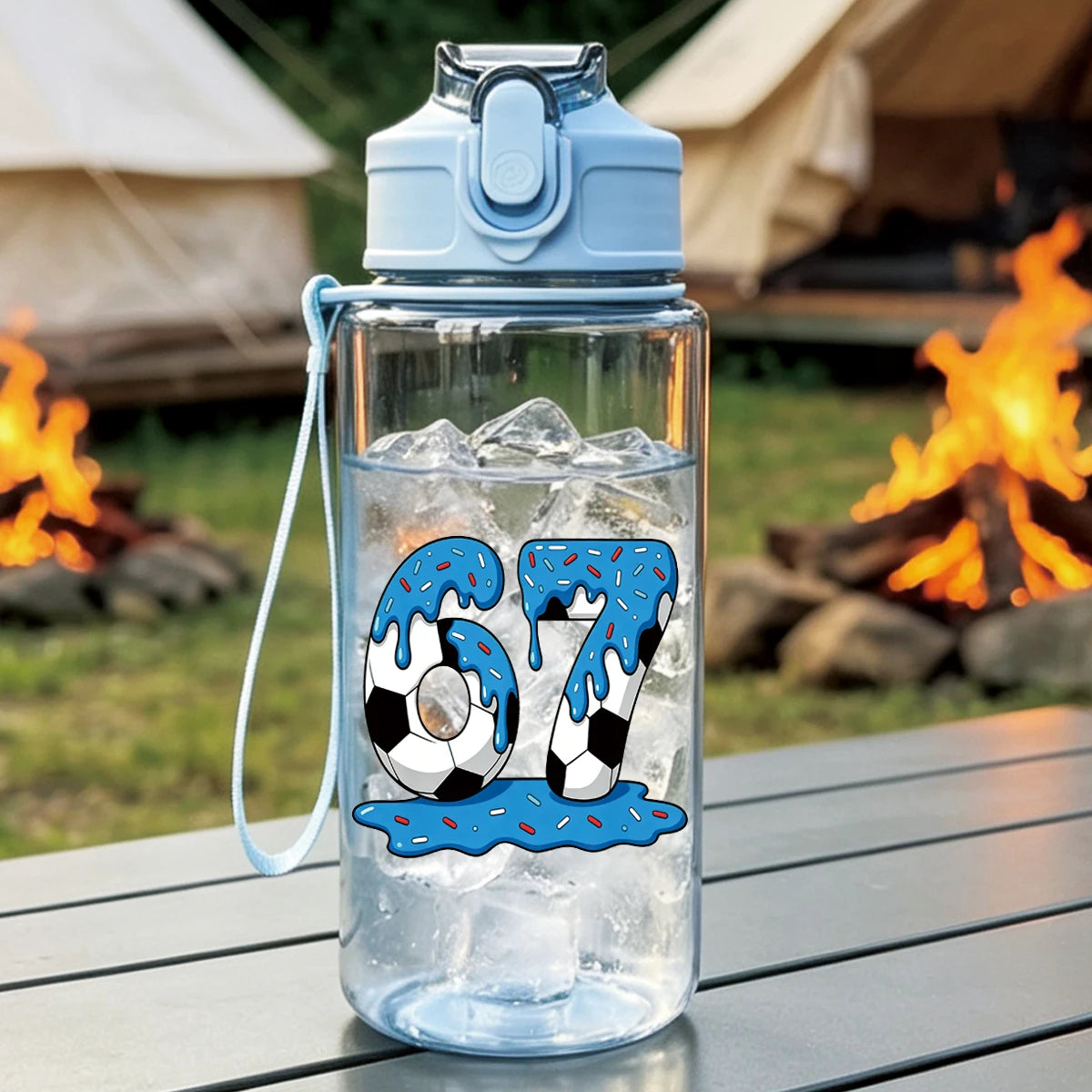 1 Piece 500ml (17 fl oz) 67 Printed Straw Cup, Summer Water Bottle, BPA Free, Portabl alternate view