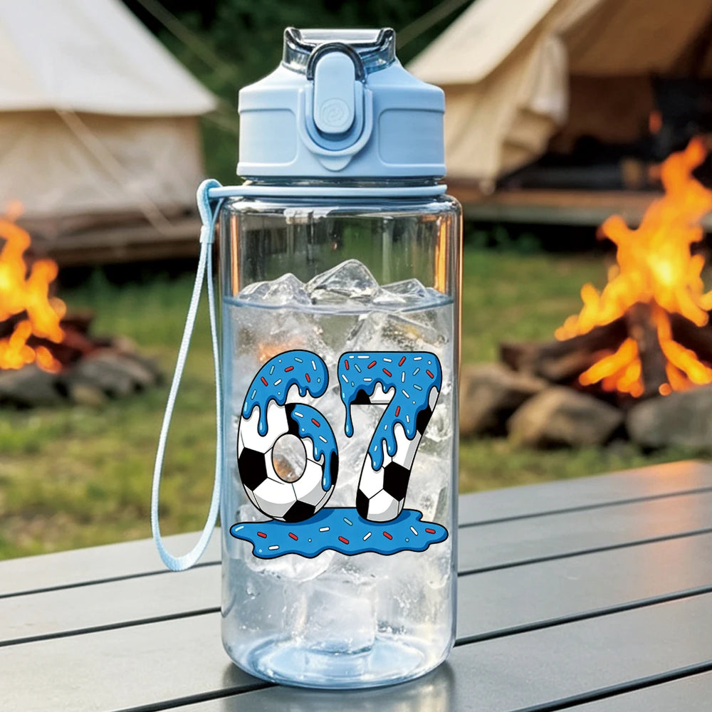 1 Piece 500ml (17 fl oz) 67 Printed Straw Cup, Summer Water Bottle, BPA Free, Portabl alternate view