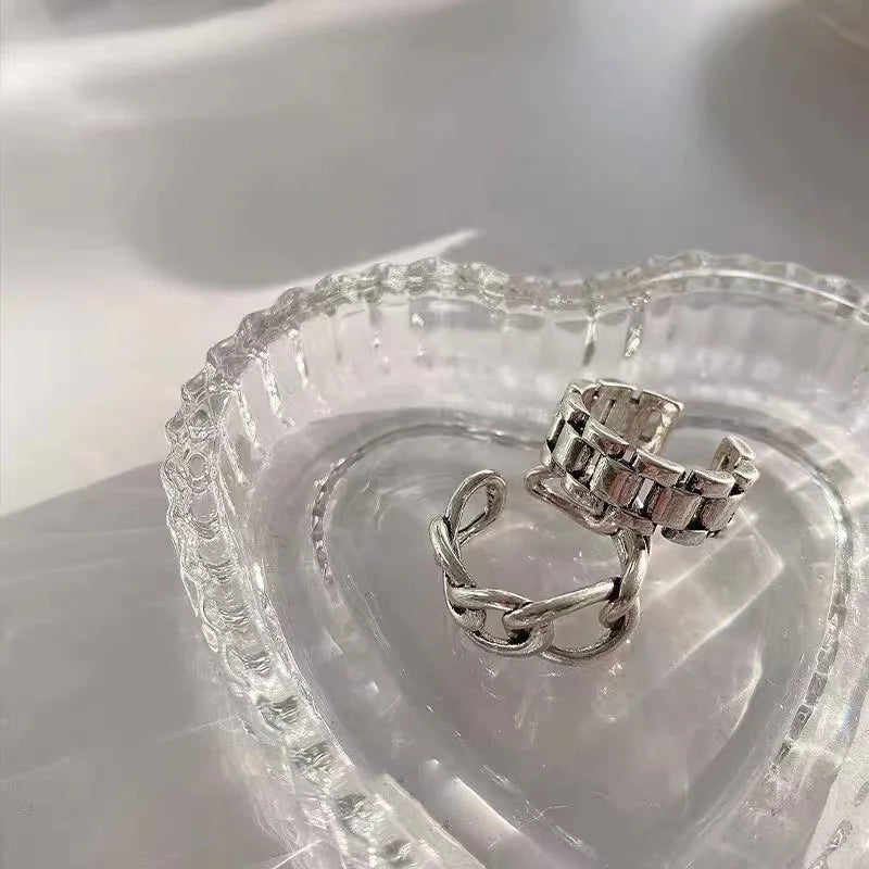 925 Sterling Silver Finger Rings New Fashion Creative Cross Hollow Chain Geometric Party detail view