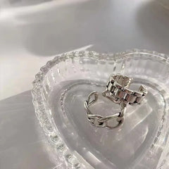 925 Sterling Silver Finger Rings New Fashion Creative Cross Hollow Chain Geometric Party detail view