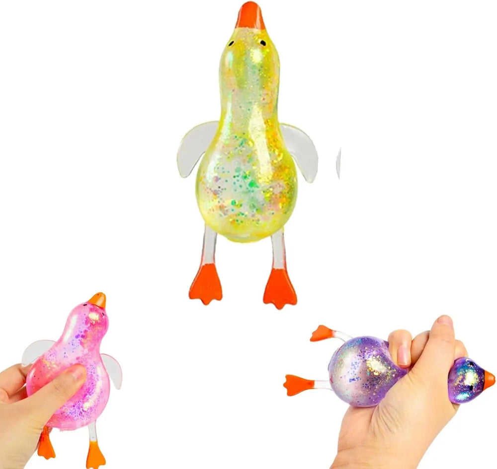 Cute Duck Squishy Sugar Stress Ball | Glitter Fidget Toy for Office Desk and Party Fav close-up view