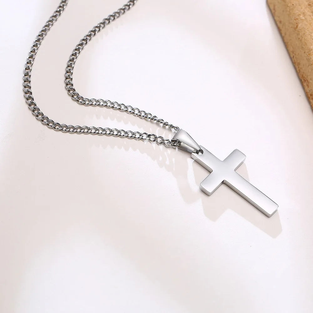 Casual Cross Pendant Necklace for Men | Waterproof Stainless Steel Jewelry Gift lifestyle view