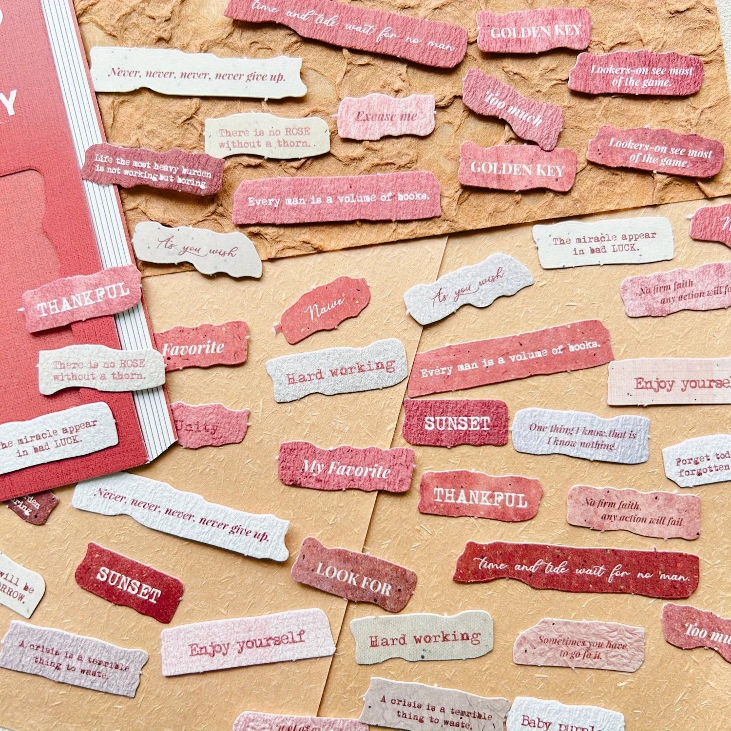 Journamm 50 Pcs English Label Sticker Package | Junk Journal Scrapbook Embellishment K close-up view