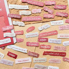 50 Pcs English Label Sticker Package | Junk Journal Scrapbook Embellishment Kit detail view