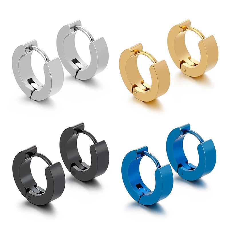 1 Pair Men Women Punk Stainless Steel Ear Circle Earring Simple Ear Buckle Gothic Fas alternate view