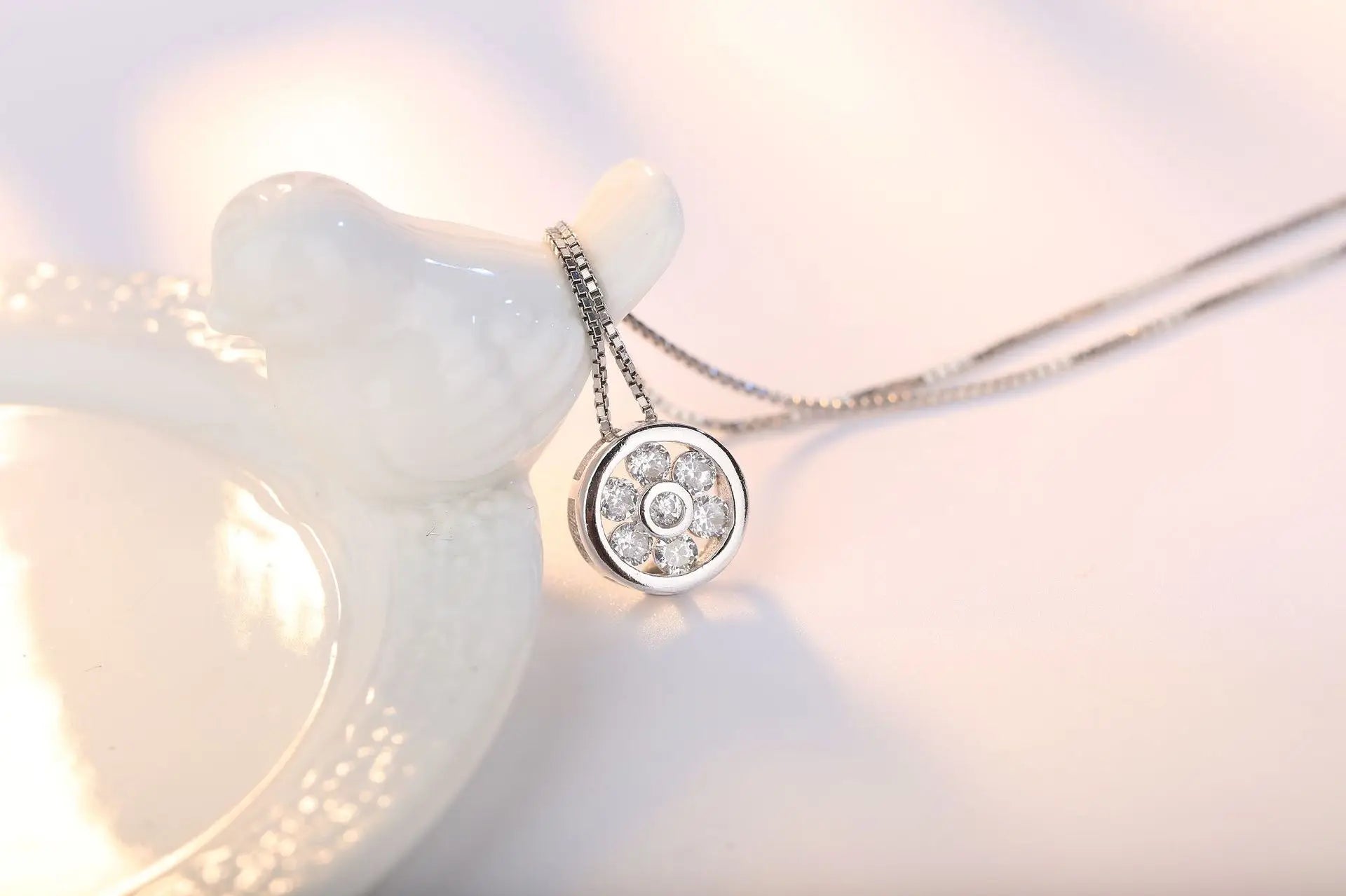 925 Sterling Silver Necklace Zircom for Women 18k Gold Plated Jewelry Pendant Birthda lifestyle view