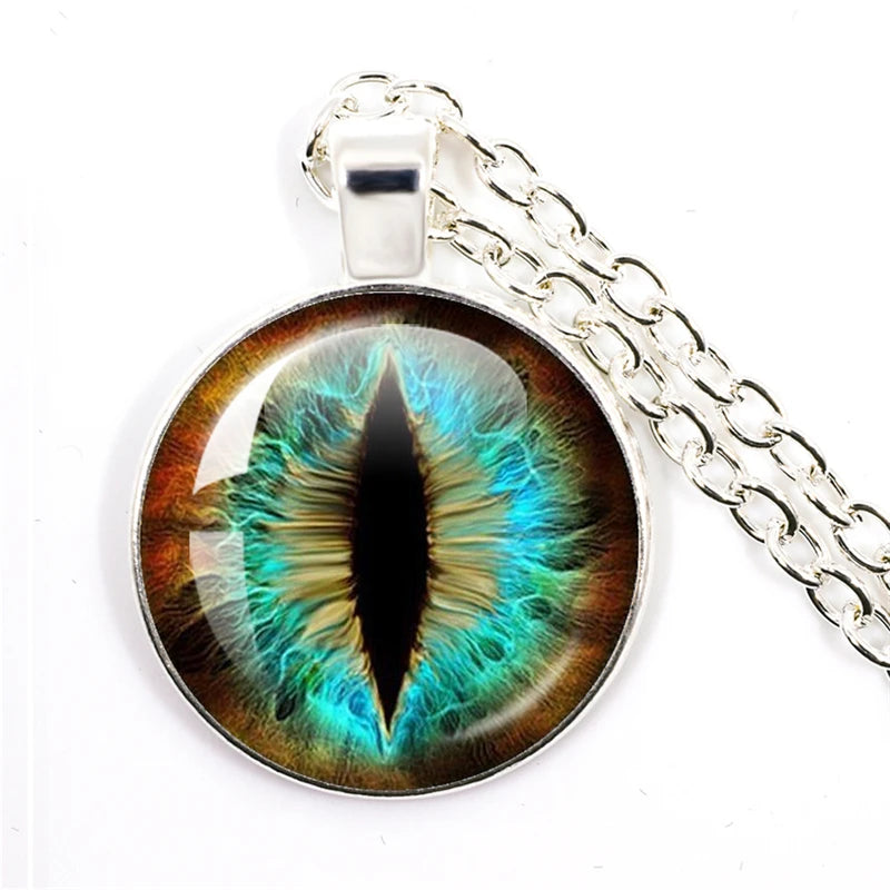 Fashion Evil Eye Pendant Necklace | Trendy Glass Cabochon Jewelry Gift detail view