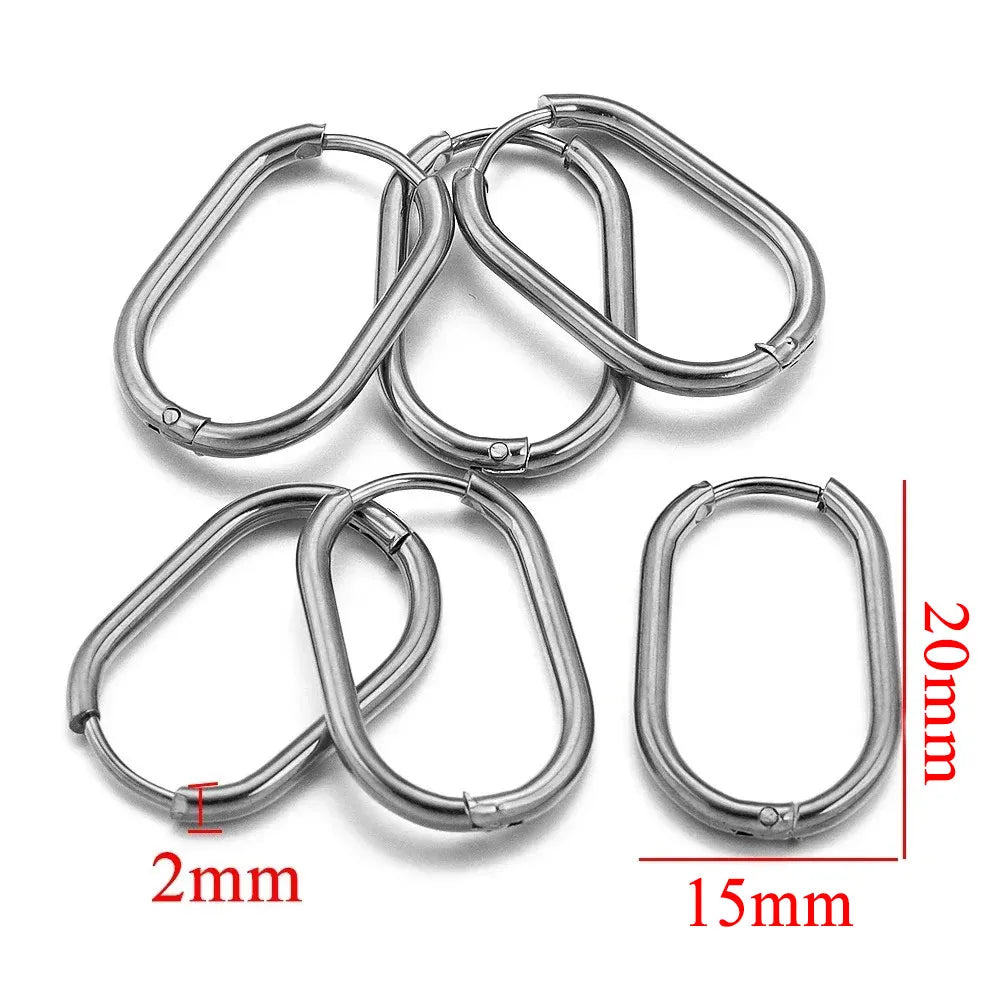 Gold Plated Rectangular Hoop Earrings | 6pcs Stainless Steel Jewelry Findings for D additional angle