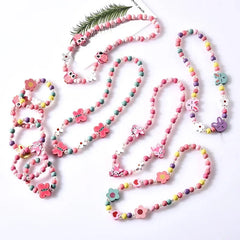 Girl Beads Toys Necklace and Bracelet Set for Girls | Unicorn Princess Jewelry Gift close-up view