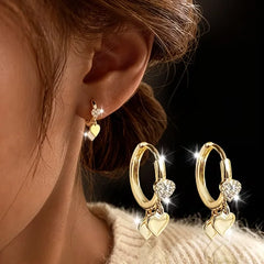 Luxury Golden Heart Earrings Small Exquisite Elegant Clip-On Earrings For Women Tragus Huggie Hoop H