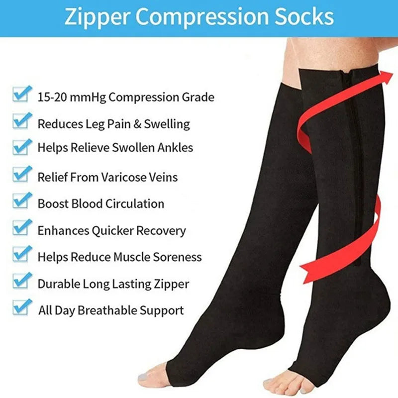 Vein Stretch Socks Women Men High Elasticity Pressure Long Cycling Socks Leg Suppor additional angle
