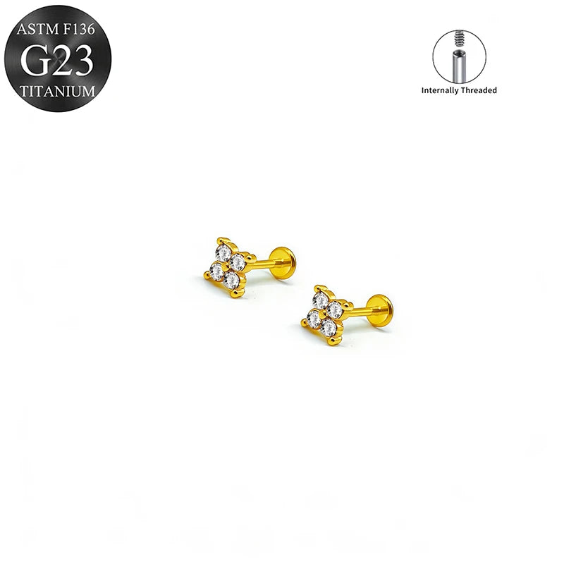 EVISPOL ASTM F136 G23 Titanium Tiny CZ Labret Lip Stud Earring for Women 16G Heart Ca alternate view