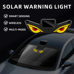 Solar Devil’s Eye Car Window Light | USB-C Rechargeable Flashing Warning Lamp close-up view