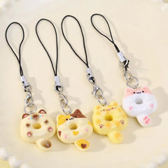Cute Cartoon Cat Cookie Phone Charm Strap Soft Kawaii Kitty Phone Lanyard Strap Key Chai detail view
