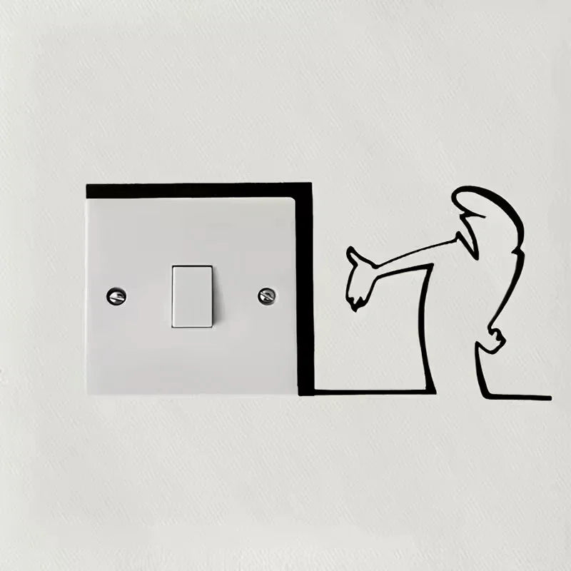 Minimalist La Linea Switch Sticker | Cartoon Power Switch Decal for Home Decor alternate view