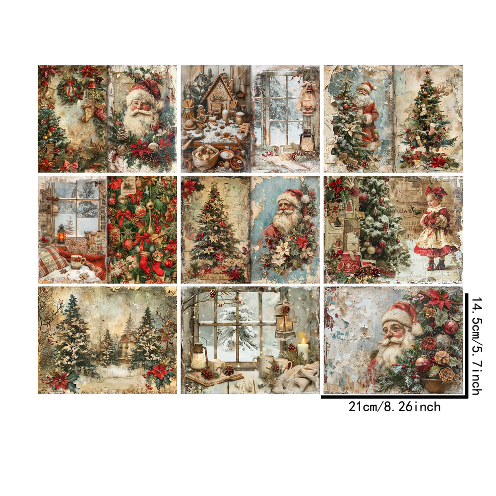 9 Sheets A5 Christmas Retro Santa Girl Vintage Grunge Paper Pack | Scrapbooking Journ lifestyle view