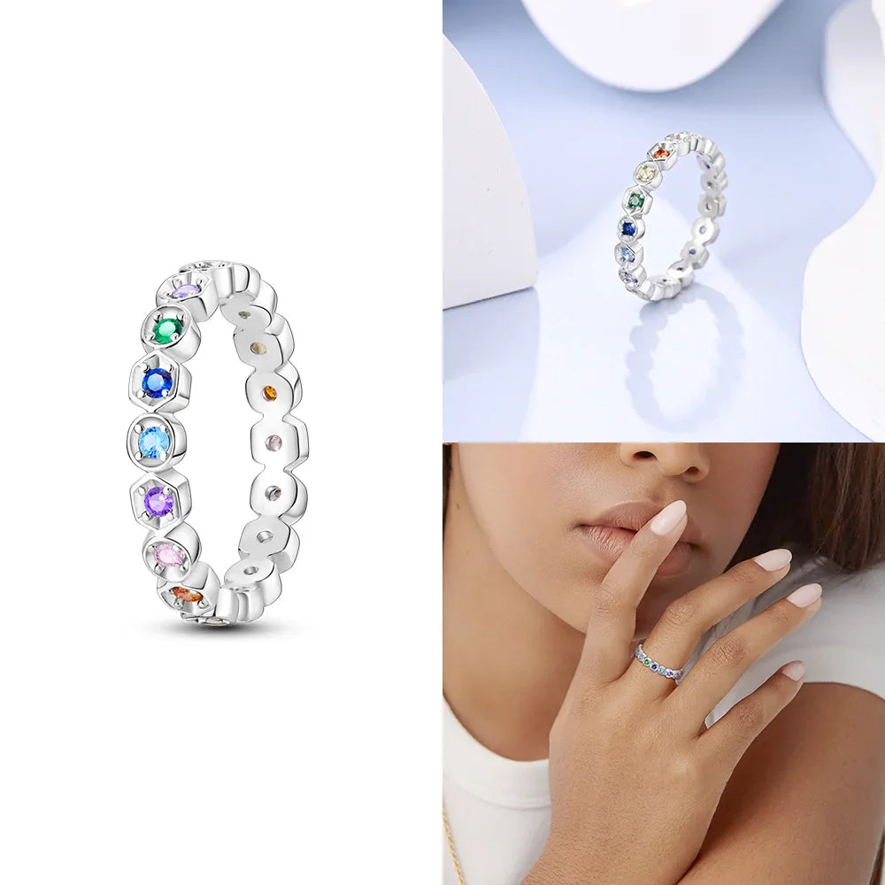 Herzförmiger Zirkon-Schleifen-Ring aus 925er Sterlingsilber | Romantischer Valentinstagschmuck