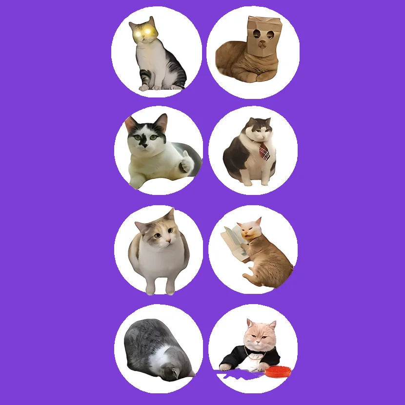 Funny Cat Meme Stickers for Kids | 100 or 500 Pack Teacher Reward Stickers additional angle