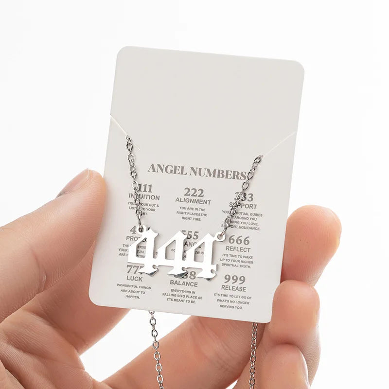 Stainless Steel Angel Number Lucky Numbers Necklaces 111 222 333 444 555 777 888 999 lifestyle view