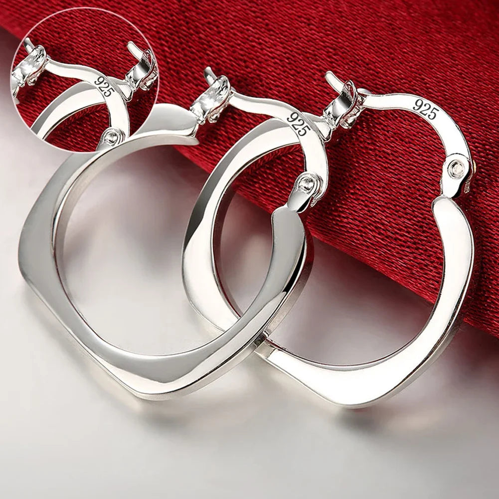 Top Quality 925 Sterling Silver Earrings Simple Round Circle Hoop Earrings For Woman Fas detail view