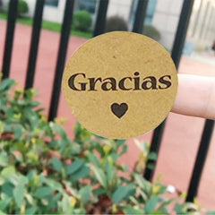 Kraft Gracias Spanish Thank You Sticker Seals | 1 Inch Envelope Stickers detail view