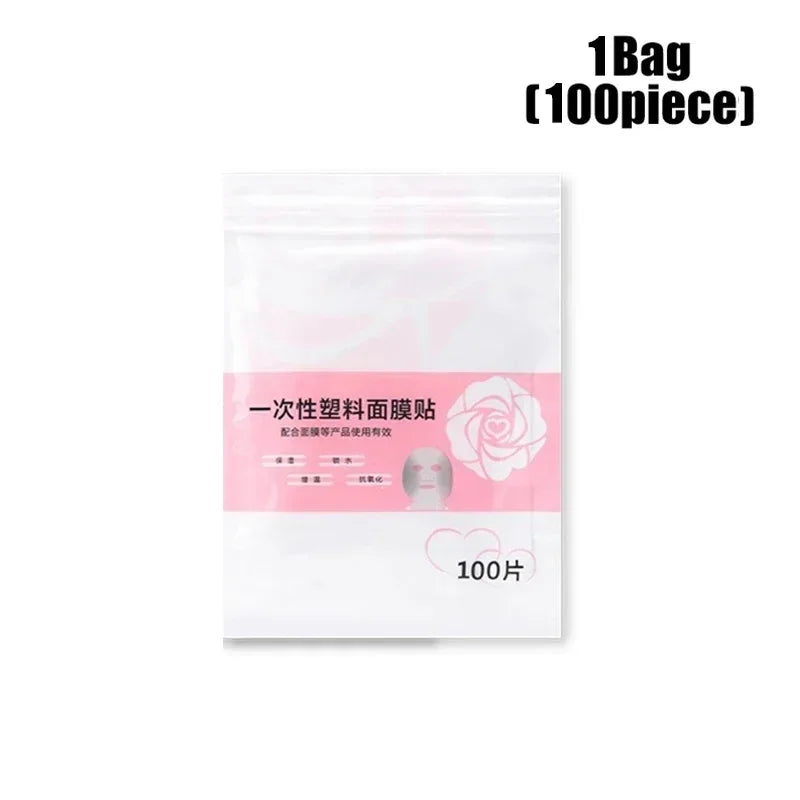 Disposable Facial Mask Wrap | Transparent Plastic Face and Neck Sticker detail view