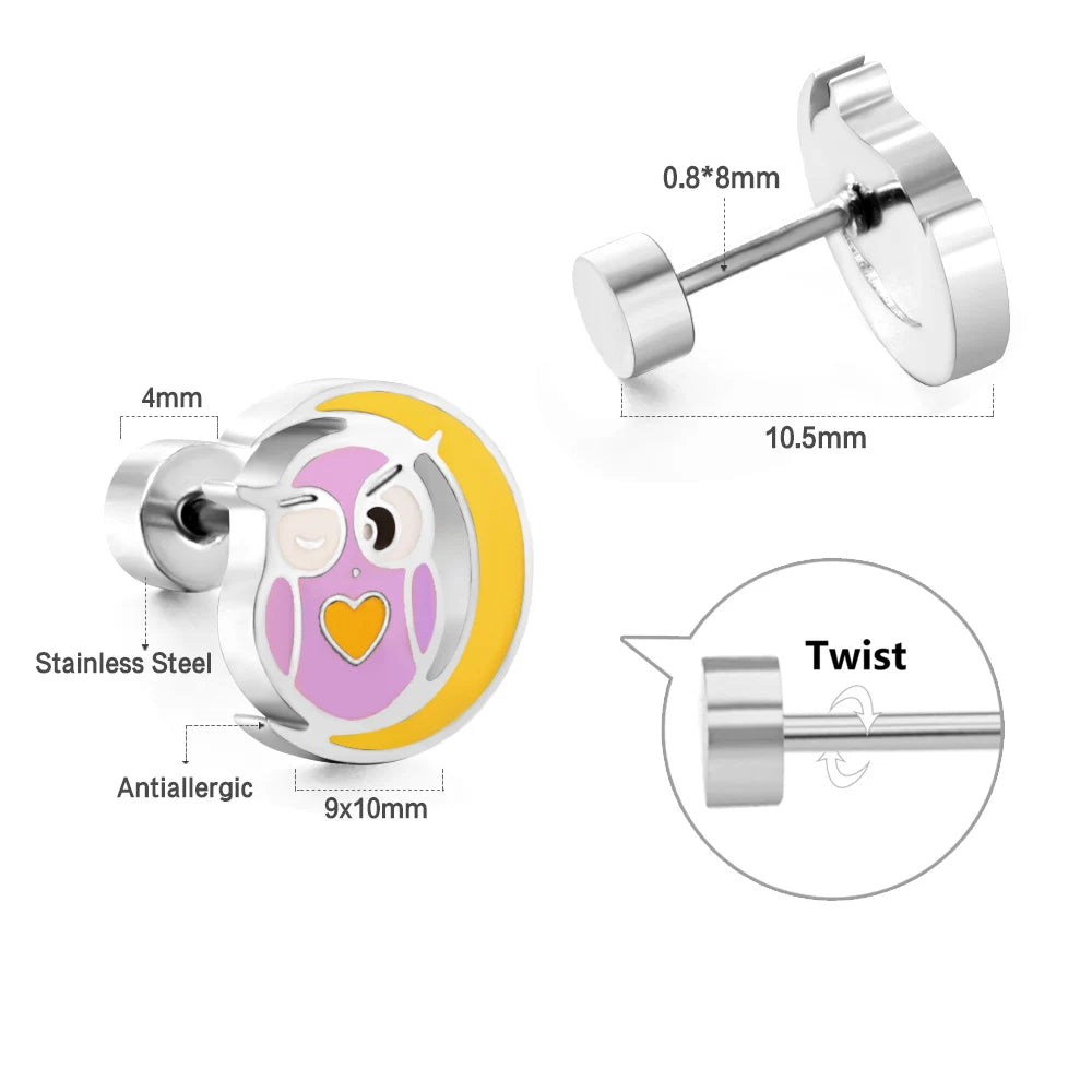 Cute Acrylic Animal Stud Earrings | Surgical Steel Hypoallergenic Earrings for Women a close-up view