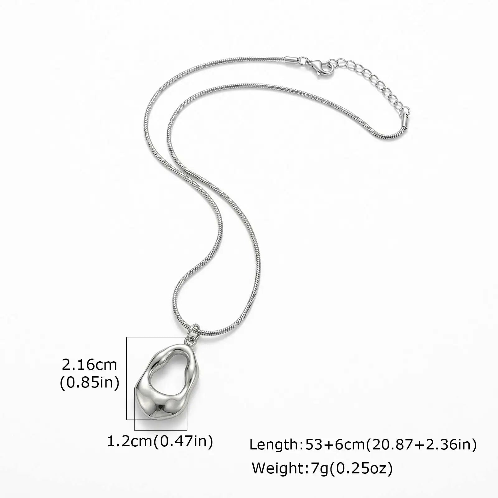 Irregular Pendant Necklace for Women | Stainless Steel Snake Chain Minimalist Jewelry detail view