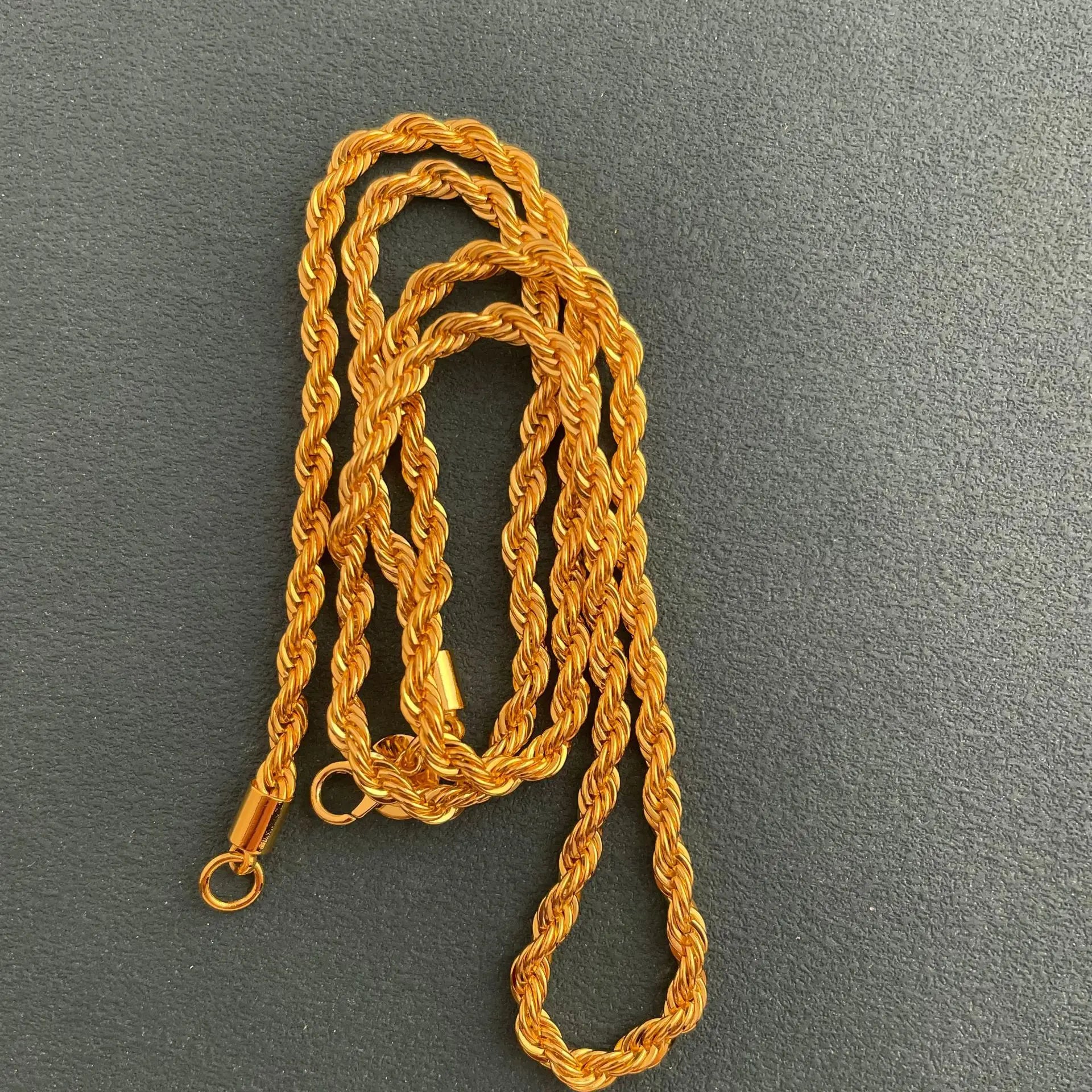 Andara 925 Sterling Silver 18K Gold Plated 4MM Twisted Rope Necklace | Unisex Fashion Ch detail view
