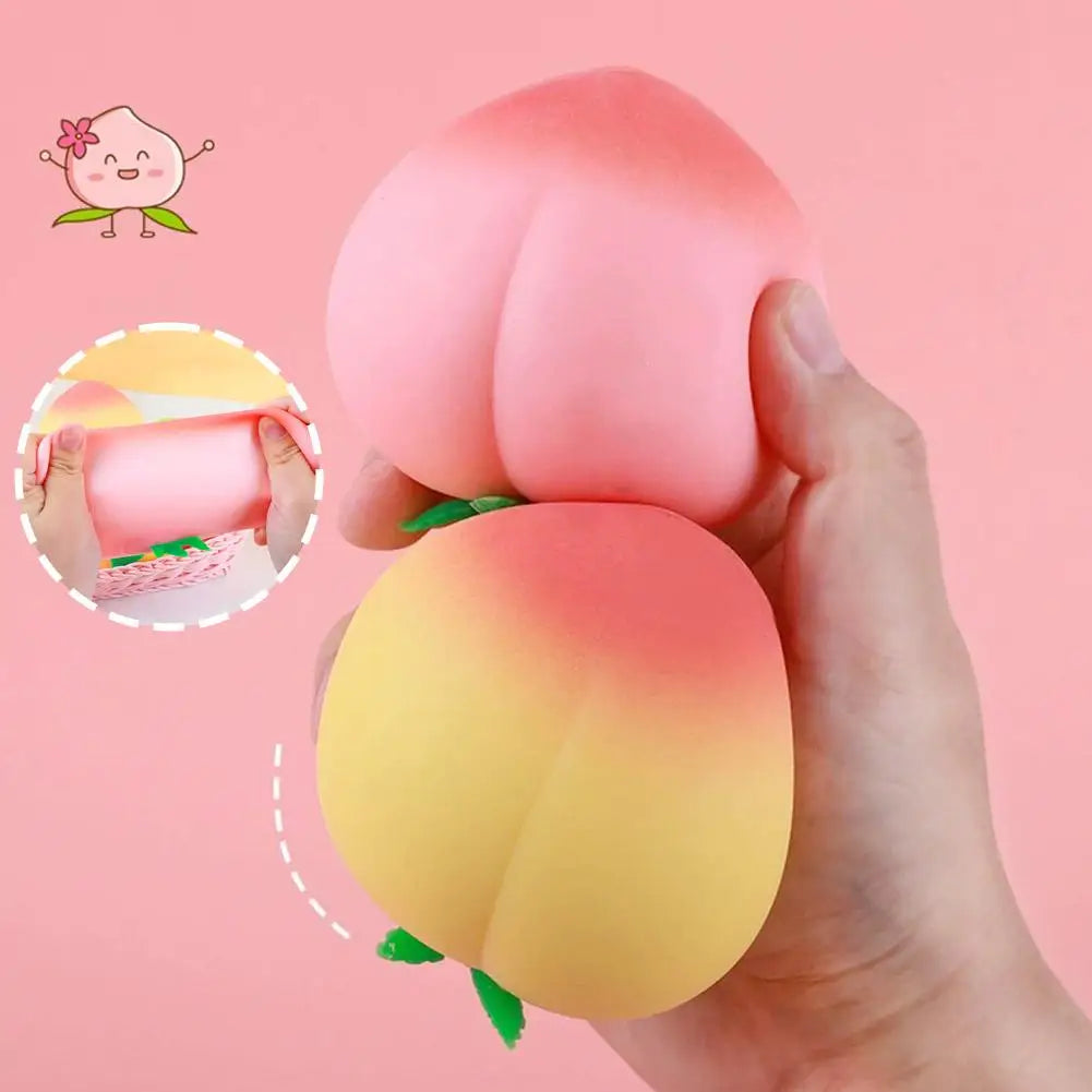 Soft Peach Fruit Squishy Toy | Slow Rising Stress Relief for Kids and Adults lifestyle view