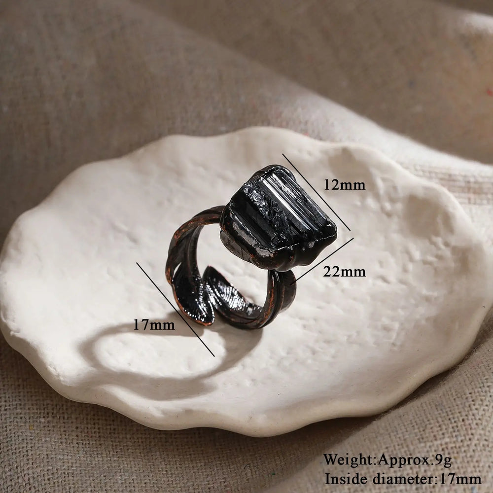 Irregular White Quartz Point Beads Bronze Handmade Rings Jewelry Women Natural Stone alternate view